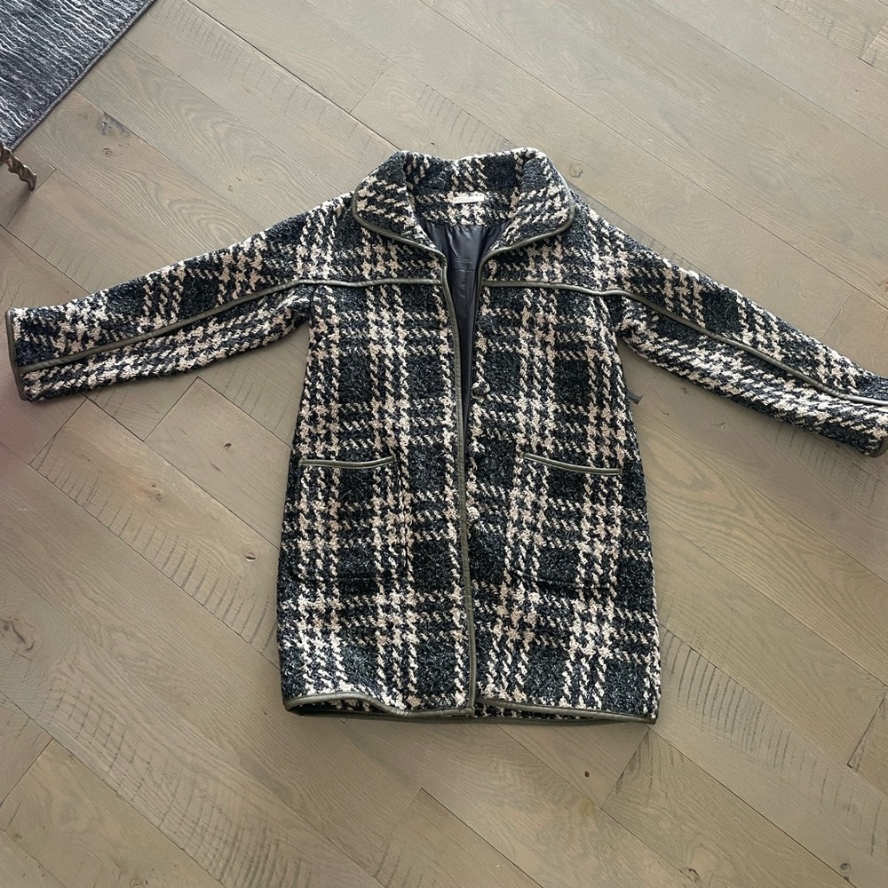 Women’s tweed plaid car coat
